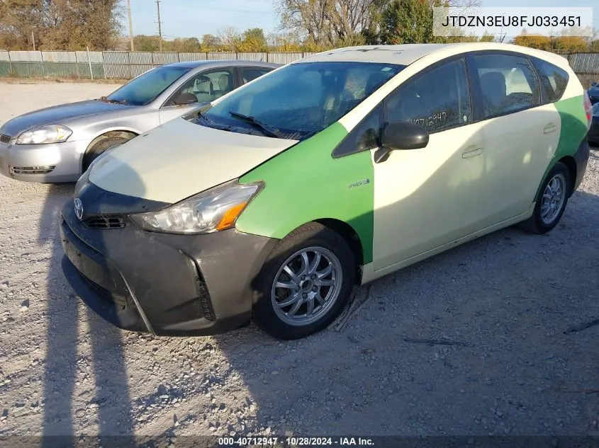 2015 Toyota Prius V Two VIN: JTDZN3EU8FJ033451 Lot: 40712947