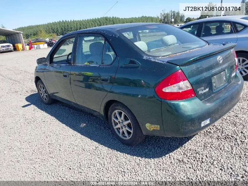 2001 Toyota Prius VIN: JT2BK12U810011704 Lot: 40214046