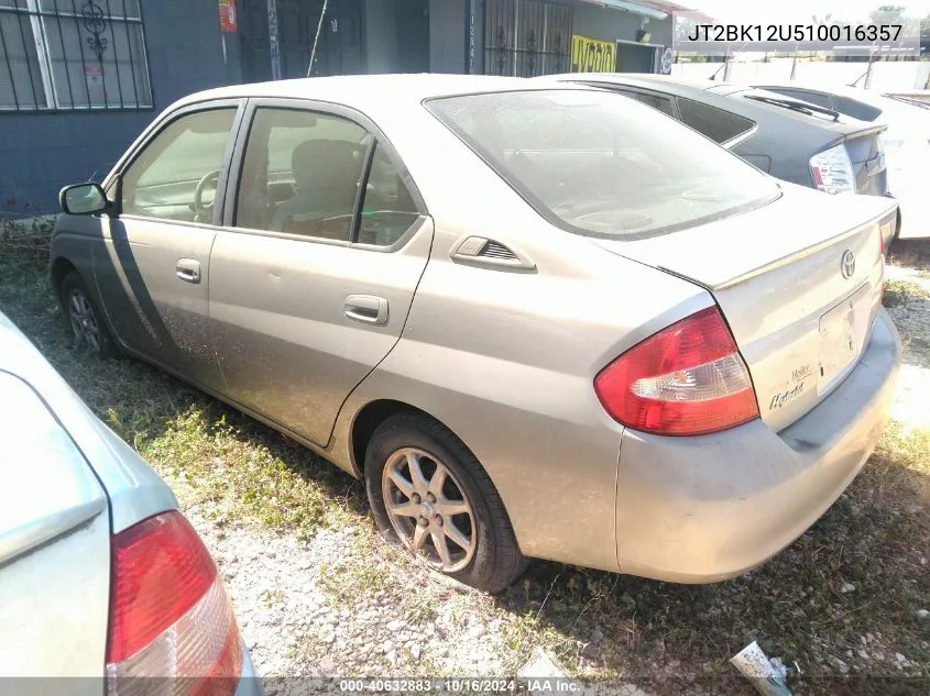 2001 Toyota Prius VIN: JT2BK12U510016357 Lot: 40632883