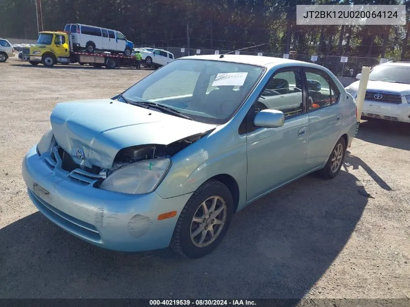 2002 Toyota Prius VIN: JT2BK12U020064124 Lot: 40219539