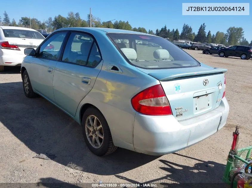 2002 Toyota Prius VIN: JT2BK12U020064124 Lot: 40219539