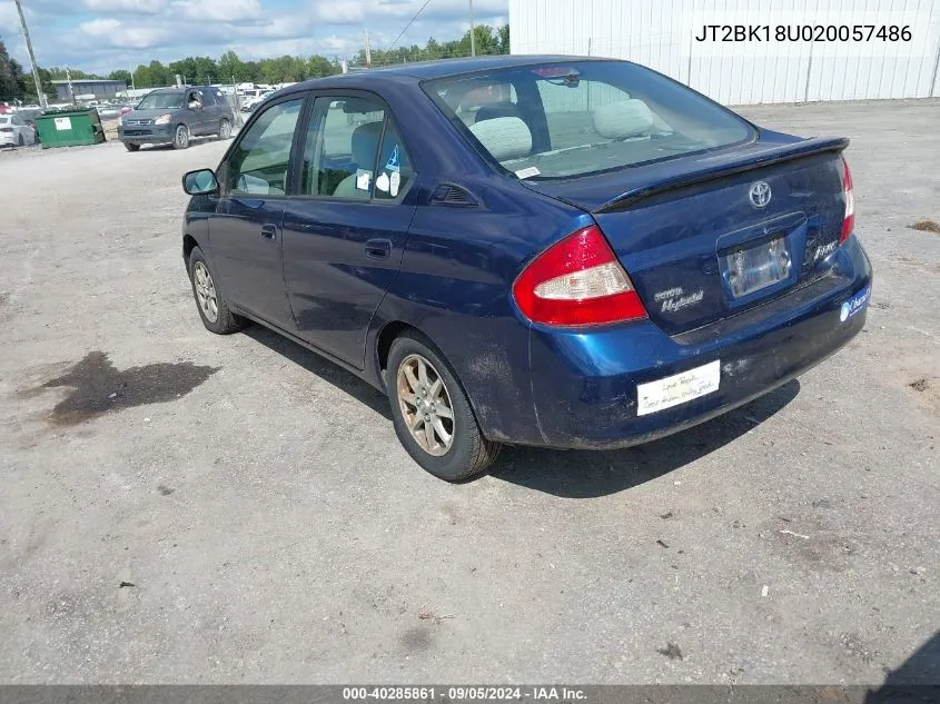 2002 Toyota Prius VIN: JT2BK18U020057486 Lot: 40285861