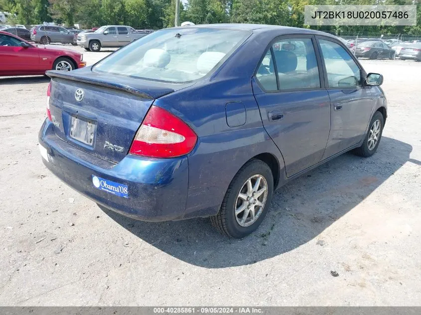 2002 Toyota Prius VIN: JT2BK18U020057486 Lot: 40285861