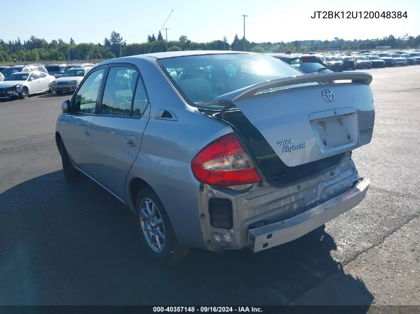 2002 Toyota Prius VIN: JT2BK12U120048384 Lot: 40357148