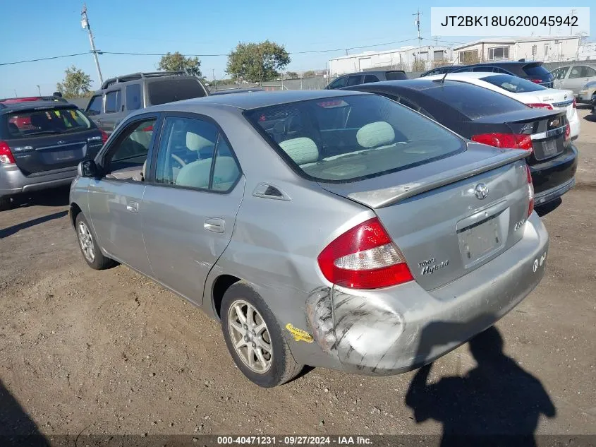 2002 Toyota Prius VIN: JT2BK18U620045942 Lot: 40471231