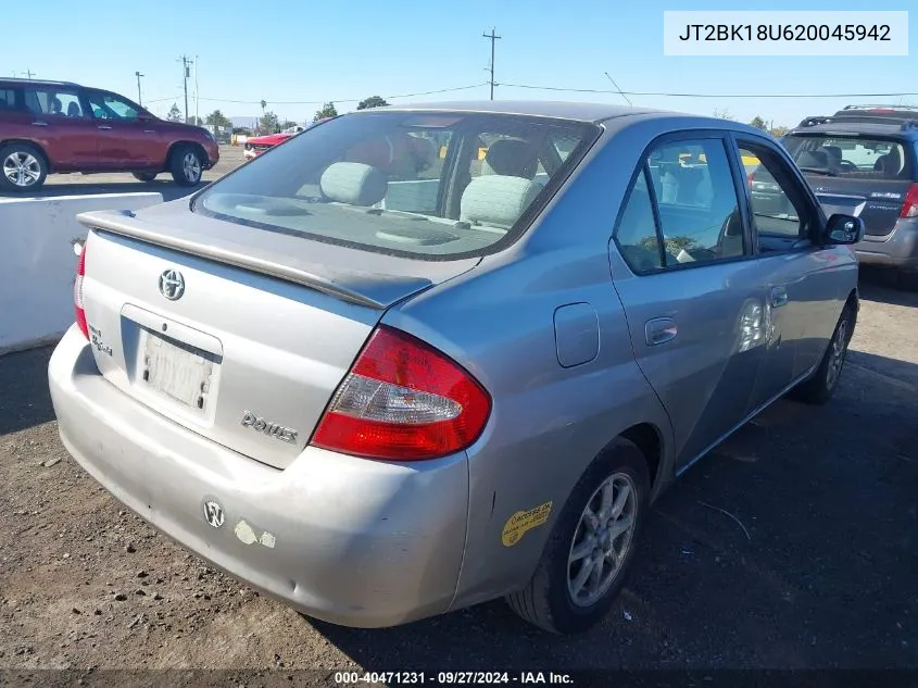 2002 Toyota Prius VIN: JT2BK18U620045942 Lot: 40471231