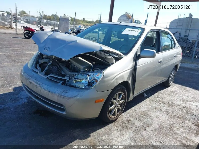 2002 Toyota Prius VIN: JT2BK18U720051281 Lot: 40680710