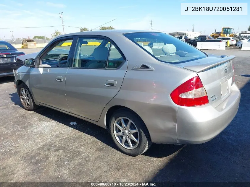 2002 Toyota Prius VIN: JT2BK18U720051281 Lot: 40680710