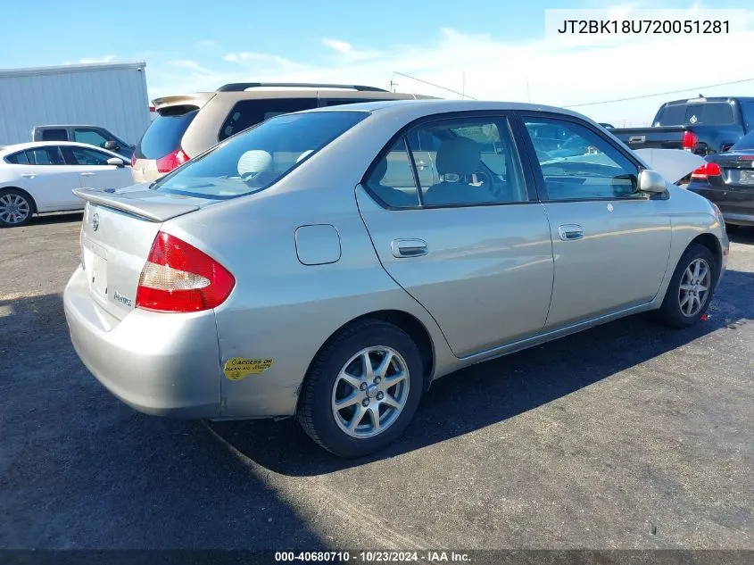 2002 Toyota Prius VIN: JT2BK18U720051281 Lot: 40680710