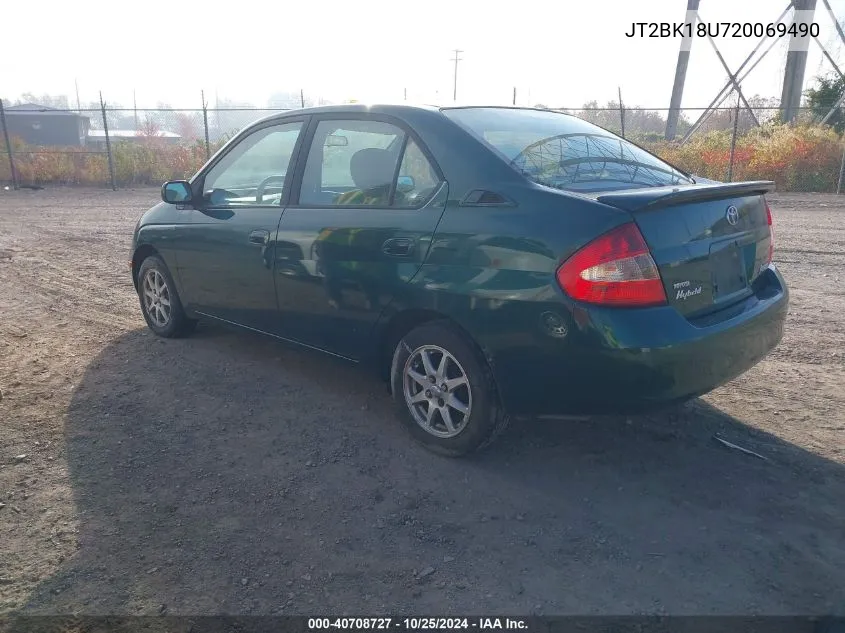 2002 Toyota Prius VIN: JT2BK18U720069490 Lot: 40708727