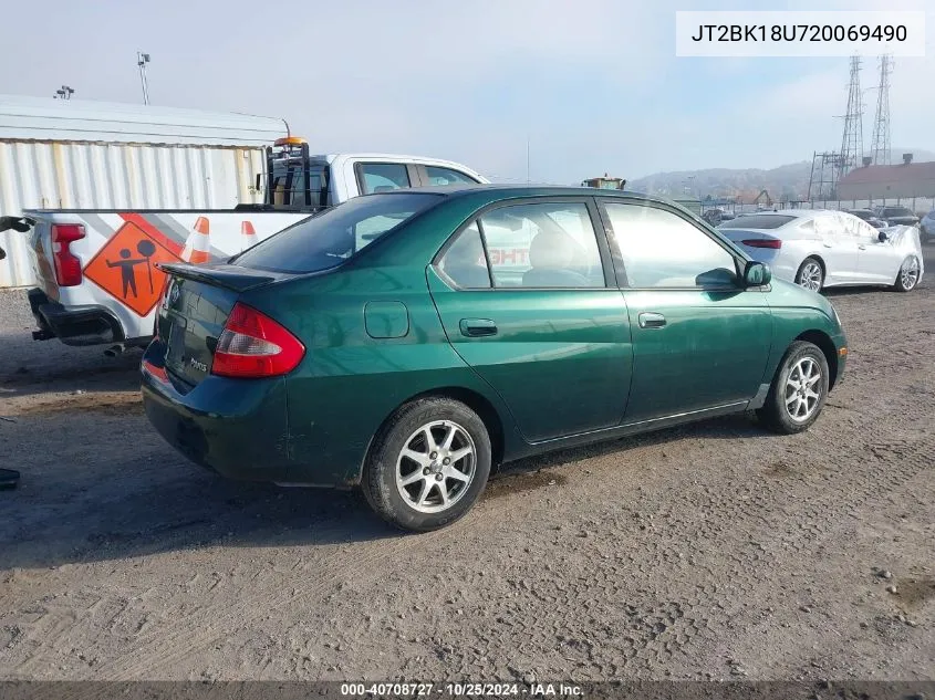 2002 Toyota Prius VIN: JT2BK18U720069490 Lot: 40708727