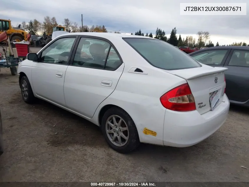 2003 Toyota Prius VIN: JT2BK12UX30087671 Lot: 40729967