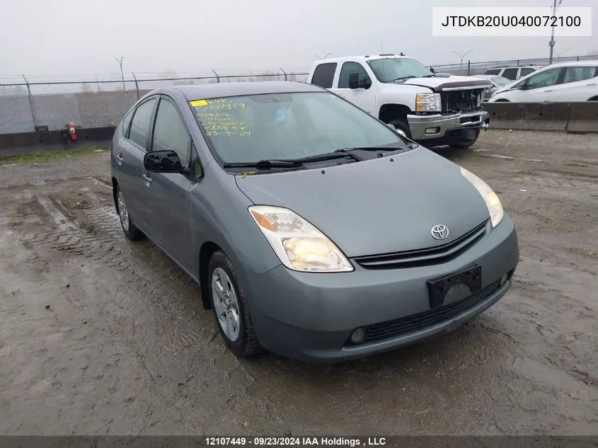 2004 Toyota Prius VIN: JTDKB20U040072100 Lot: 12107449