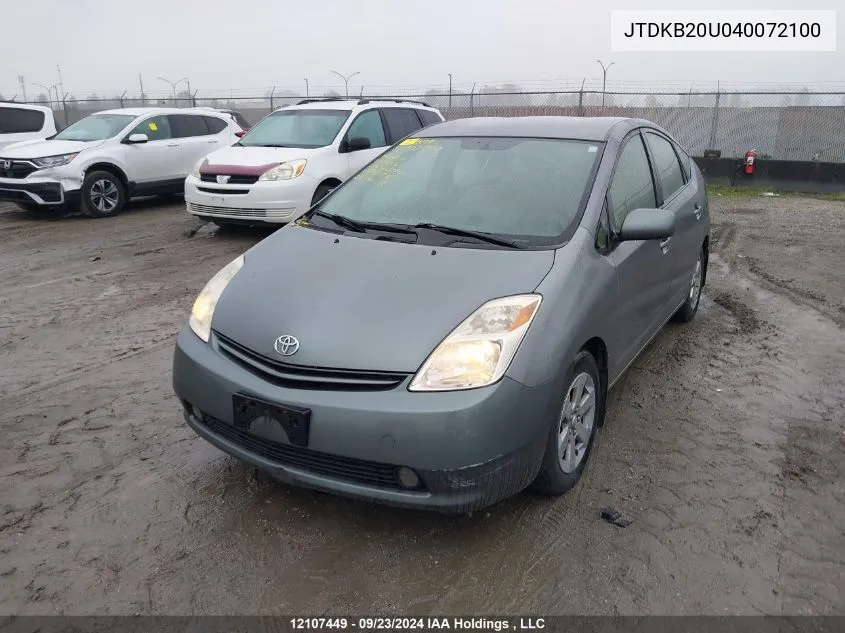 2004 Toyota Prius VIN: JTDKB20U040072100 Lot: 12107449