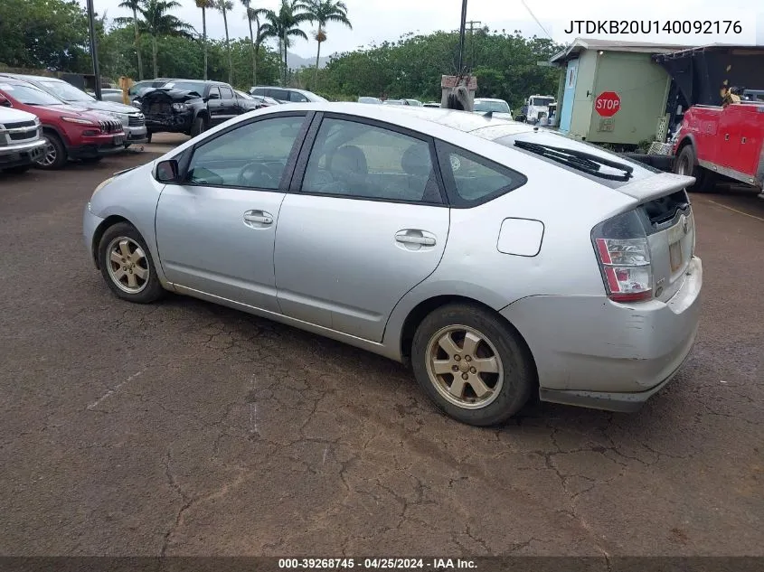 2004 Toyota Prius VIN: JTDKB20U140092176 Lot: 39268745