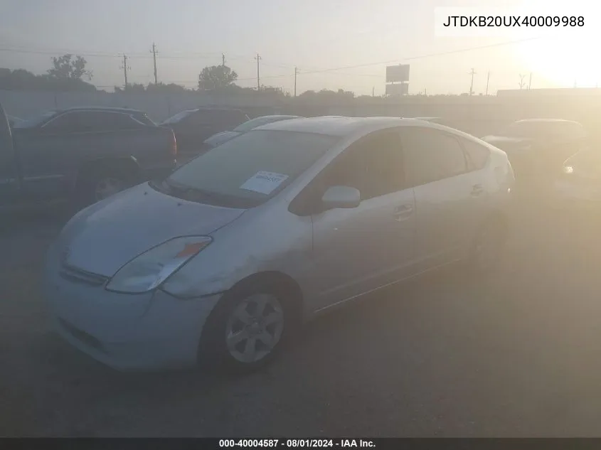 2004 Toyota Prius VIN: JTDKB20UX40009988 Lot: 40004587