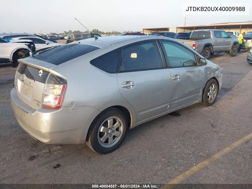 2004 Toyota Prius VIN: JTDKB20UX40009988 Lot: 40004587