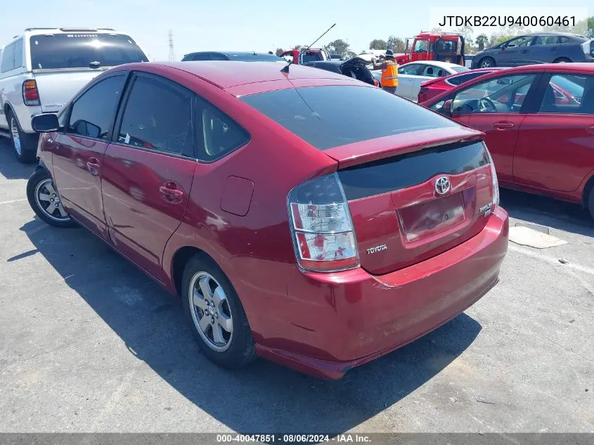 2004 Toyota Prius VIN: JTDKB22U940060461 Lot: 40047851