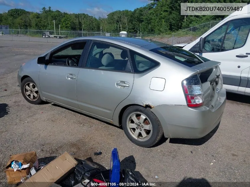 2004 Toyota Prius VIN: JTDKB20U740059487 Lot: 40087105