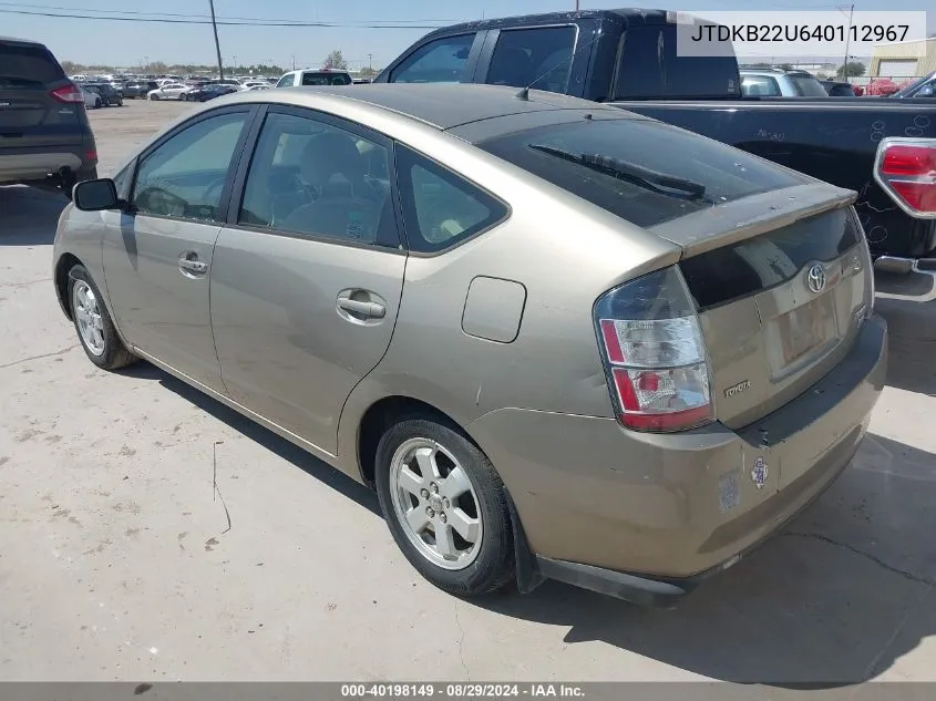 2004 Toyota Prius VIN: JTDKB22U640112967 Lot: 40198149