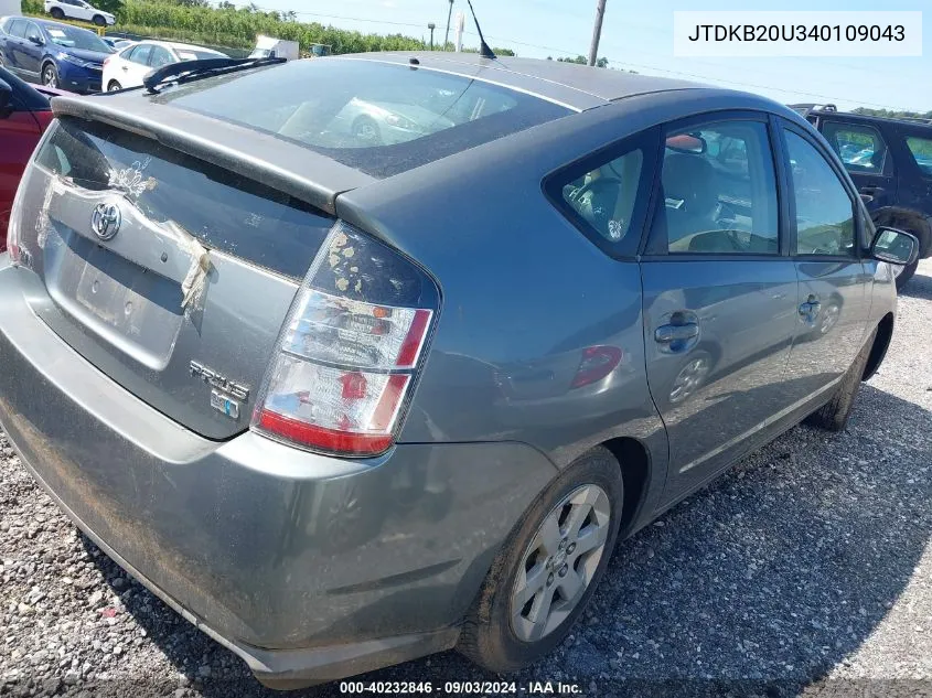 2004 Toyota Prius VIN: JTDKB20U340109043 Lot: 40232846