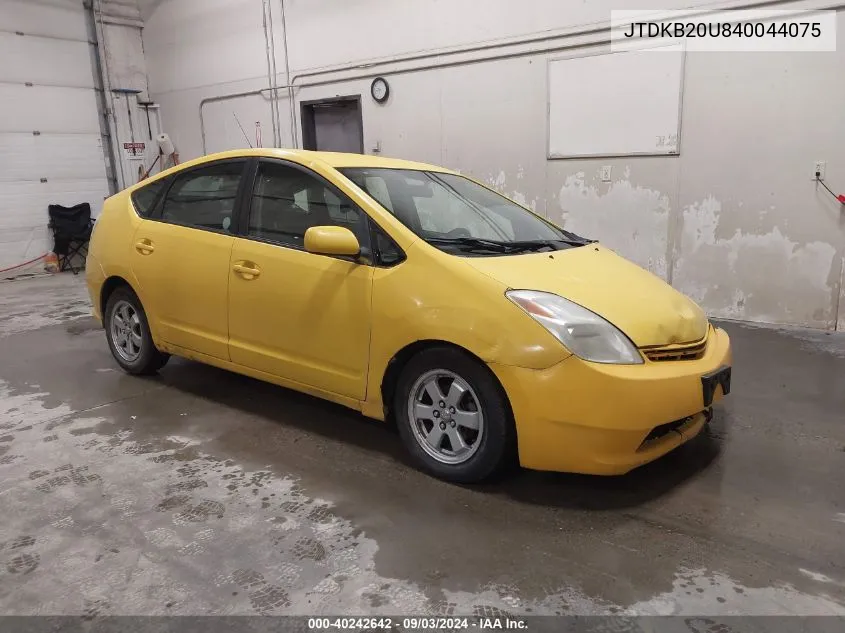 2004 Toyota Prius VIN: JTDKB20U840044075 Lot: 40242642