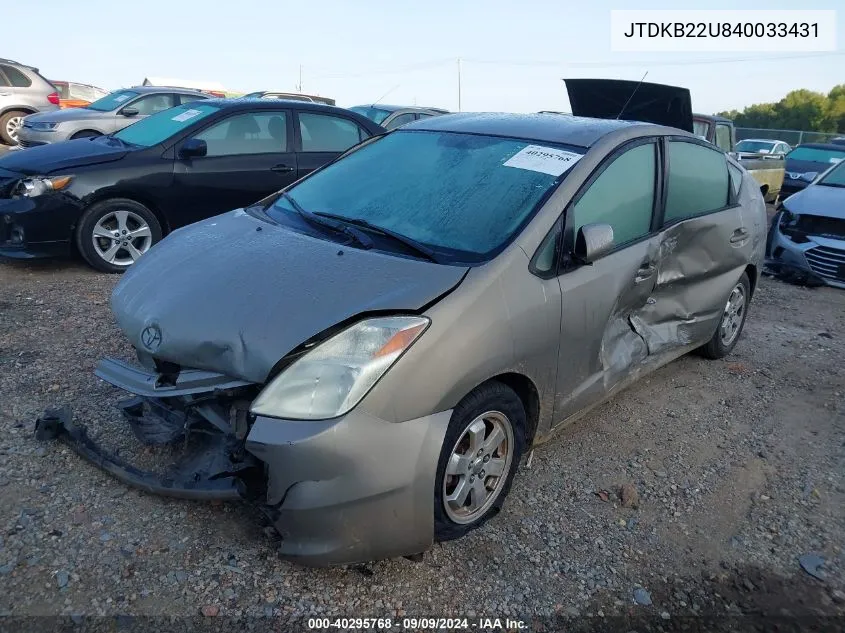 2004 Toyota Prius VIN: JTDKB22U840033431 Lot: 40295768