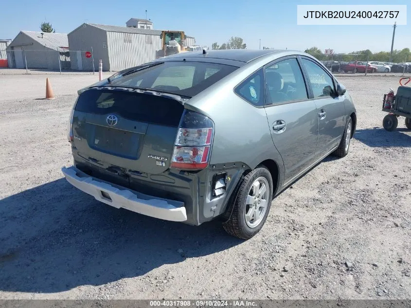 2004 Toyota Prius VIN: JTDKB20U240042757 Lot: 40317908