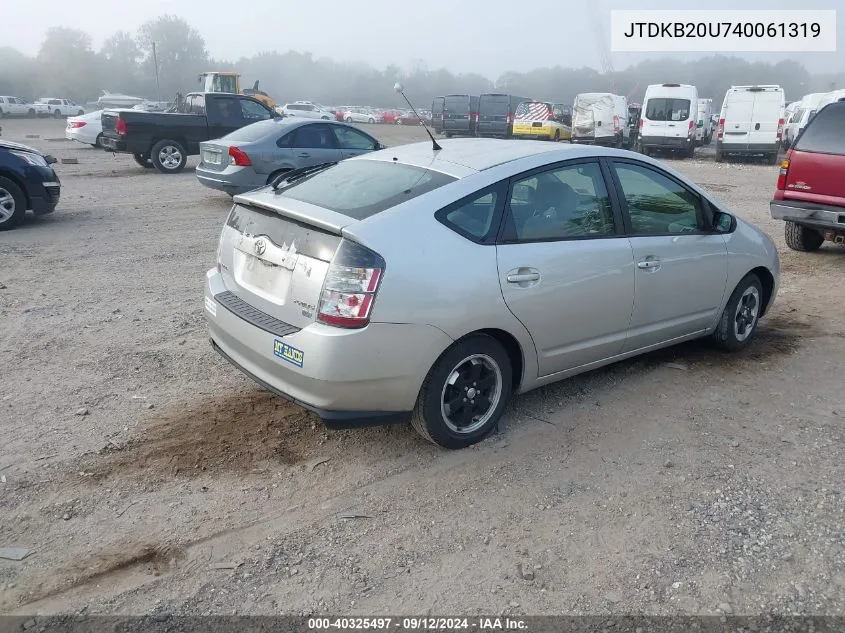 2004 Toyota Prius VIN: JTDKB20U740061319 Lot: 40325497