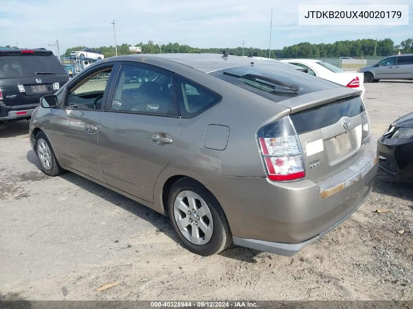 2004 Toyota Prius VIN: JTDKB20UX40020179 Lot: 40328944