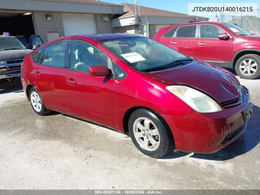 2004 Toyota Prius VIN: JTDKB20U140016215 Lot: 40351154