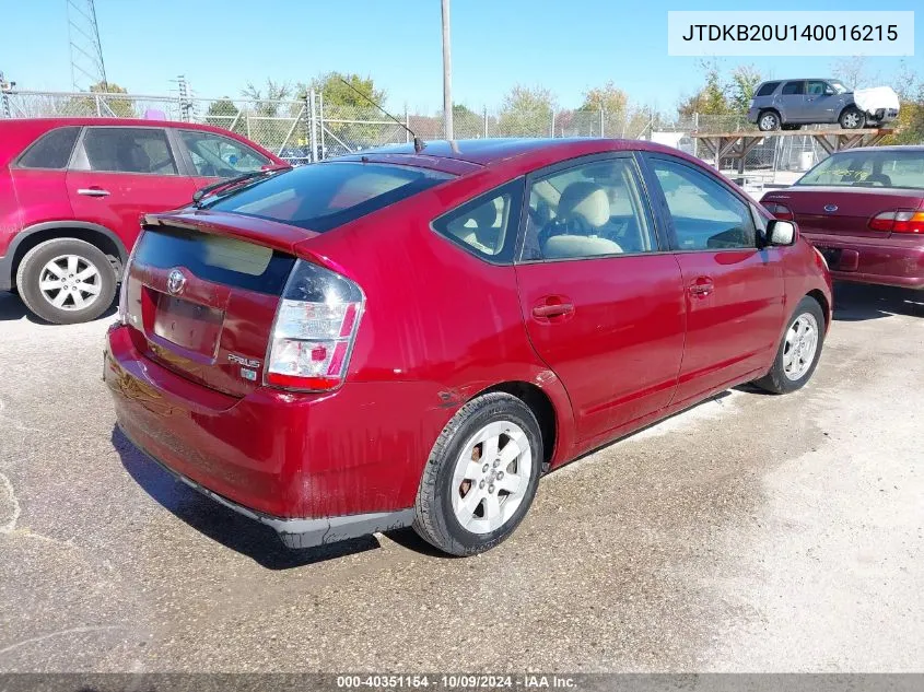 2004 Toyota Prius VIN: JTDKB20U140016215 Lot: 40351154