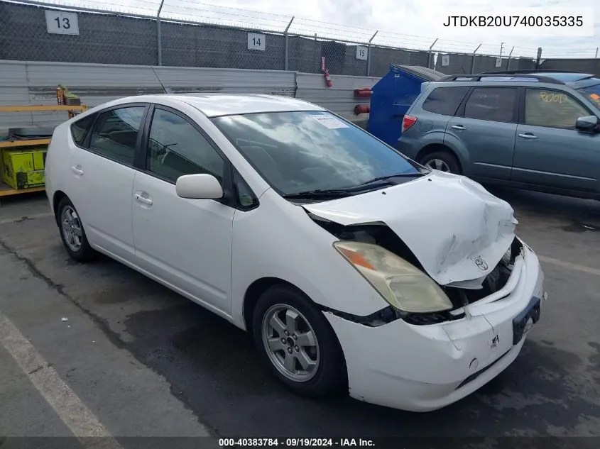 2004 Toyota Prius VIN: JTDKB20U740035335 Lot: 40383784