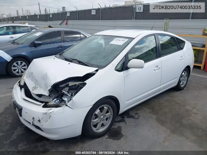 2004 Toyota Prius VIN: JTDKB20U740035335 Lot: 40383784