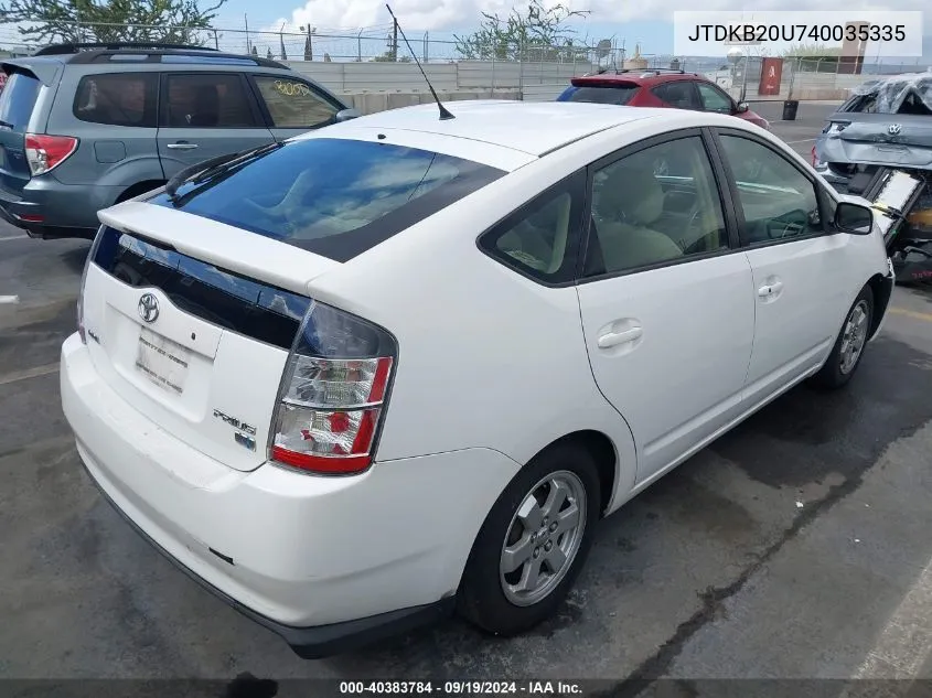 2004 Toyota Prius VIN: JTDKB20U740035335 Lot: 40383784