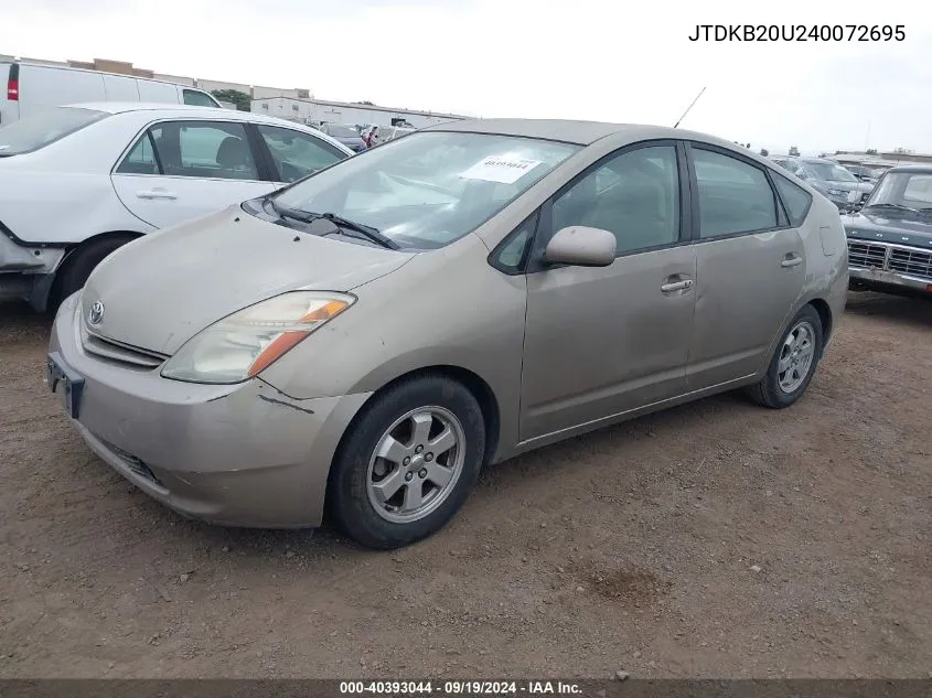 2004 Toyota Prius VIN: JTDKB20U240072695 Lot: 40393044