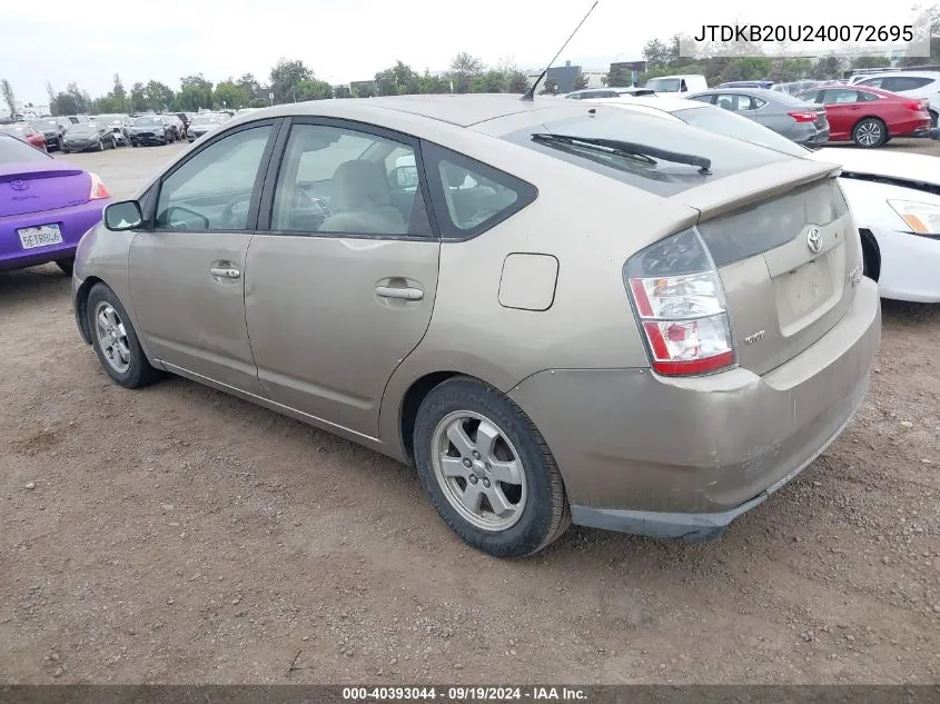 2004 Toyota Prius VIN: JTDKB20U240072695 Lot: 40393044