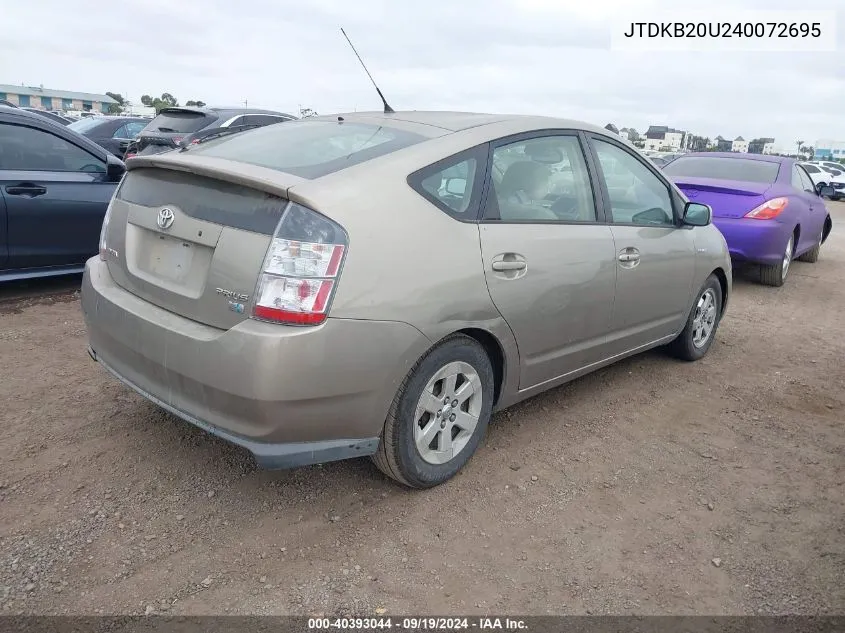 2004 Toyota Prius VIN: JTDKB20U240072695 Lot: 40393044