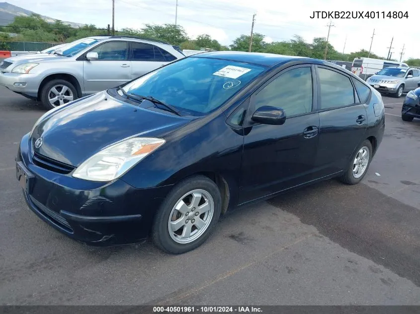 2004 Toyota Prius VIN: JTDKB22UX40114804 Lot: 40501961