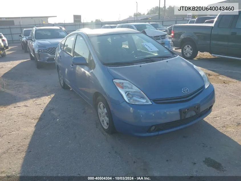 2004 Toyota Prius VIN: JTDKB20U640043460 Lot: 40504304