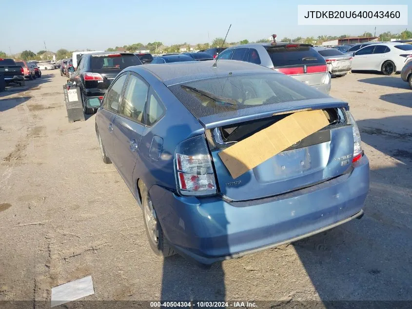 2004 Toyota Prius VIN: JTDKB20U640043460 Lot: 40504304