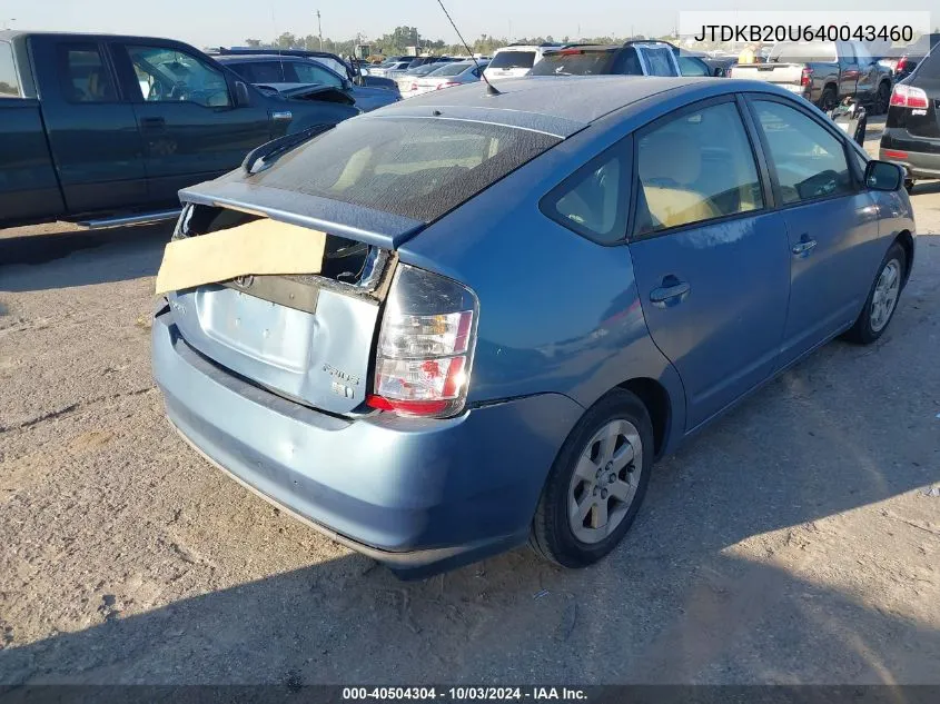 2004 Toyota Prius VIN: JTDKB20U640043460 Lot: 40504304