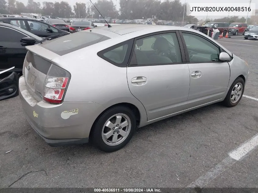 2004 Toyota Prius VIN: JTDKB20UX40048516 Lot: 40536511