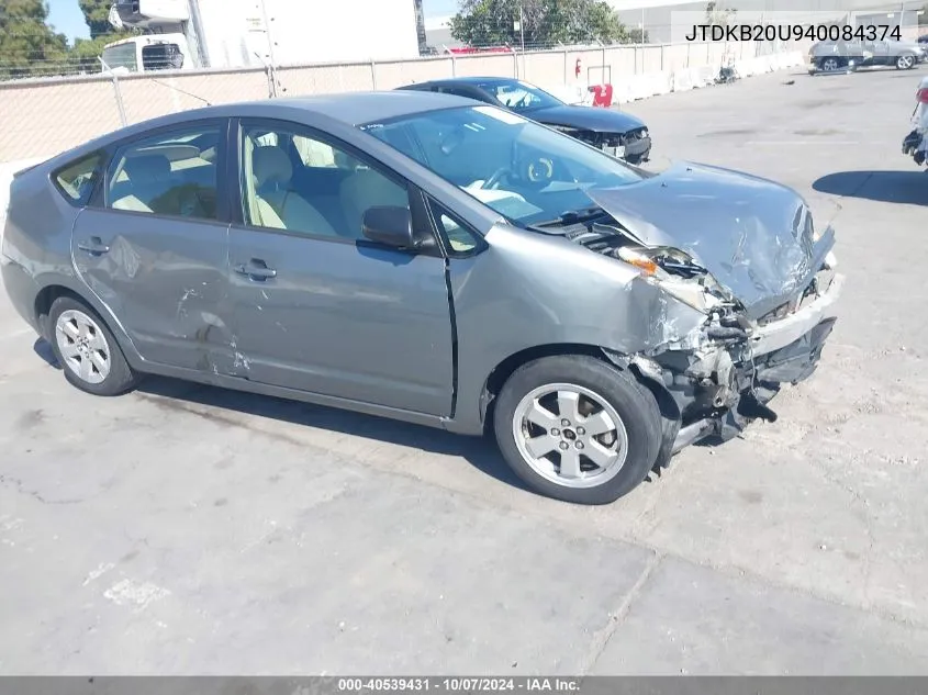 2004 Toyota Prius VIN: JTDKB20U940084374 Lot: 40539431