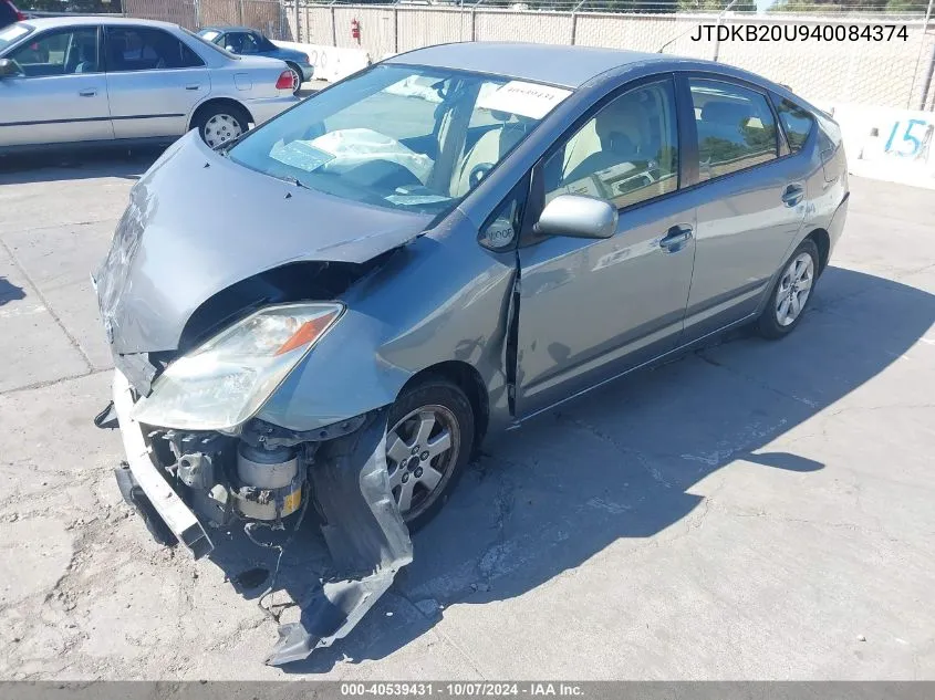 2004 Toyota Prius VIN: JTDKB20U940084374 Lot: 40539431