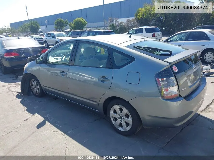 2004 Toyota Prius VIN: JTDKB20U940084374 Lot: 40539431