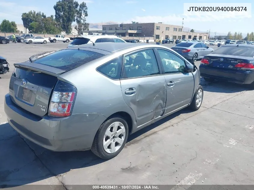 2004 Toyota Prius VIN: JTDKB20U940084374 Lot: 40539431