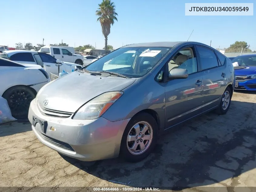 2004 Toyota Prius VIN: JTDKB20U340059549 Lot: 40564665