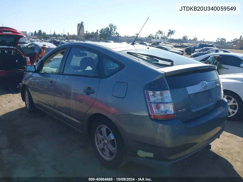 2004 Toyota Prius VIN: JTDKB20U340059549 Lot: 40564665