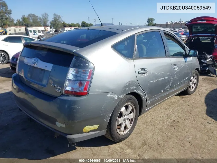 2004 Toyota Prius VIN: JTDKB20U340059549 Lot: 40564665